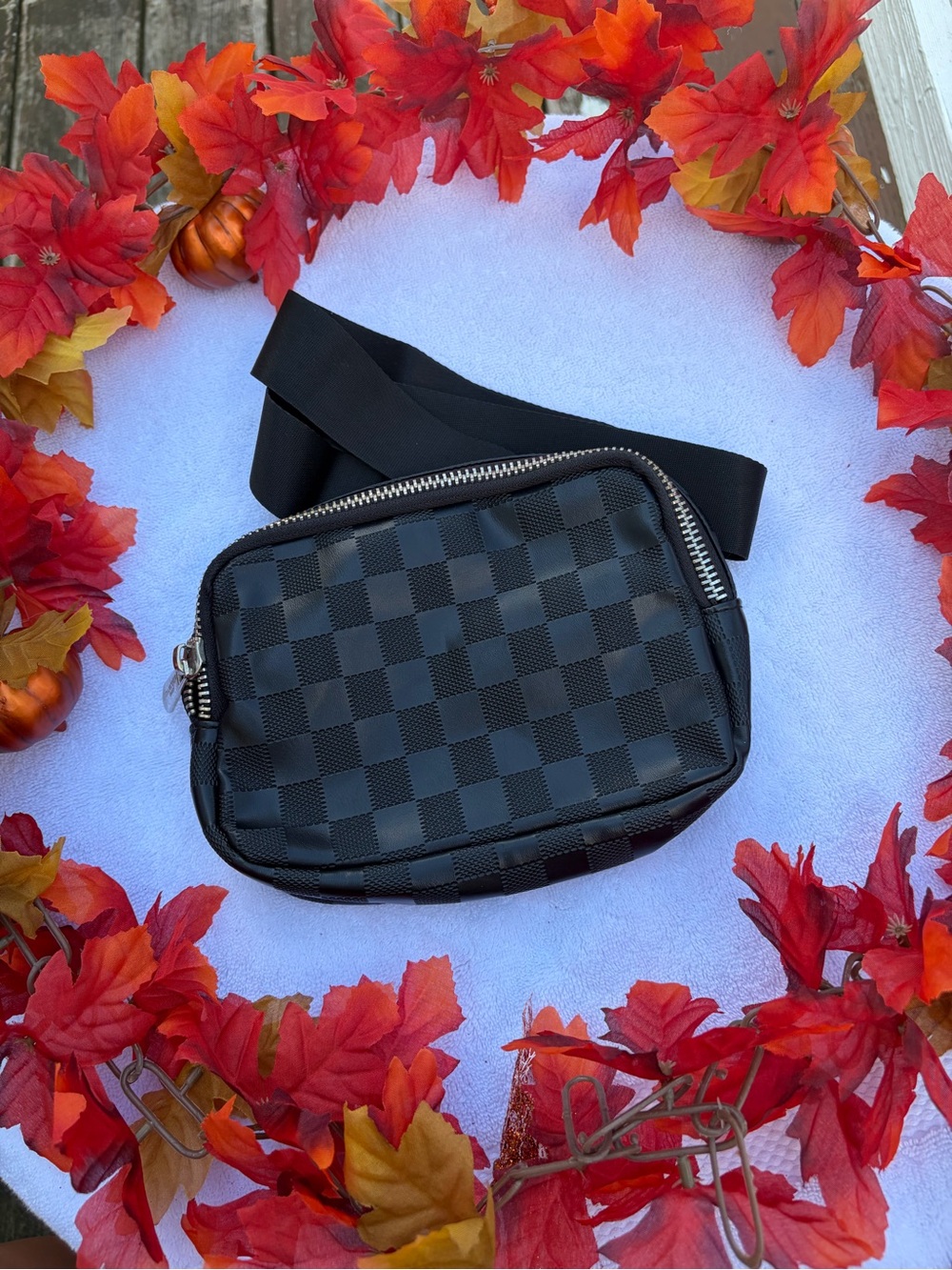 Black Checkered Crossbody/Fanny Pack